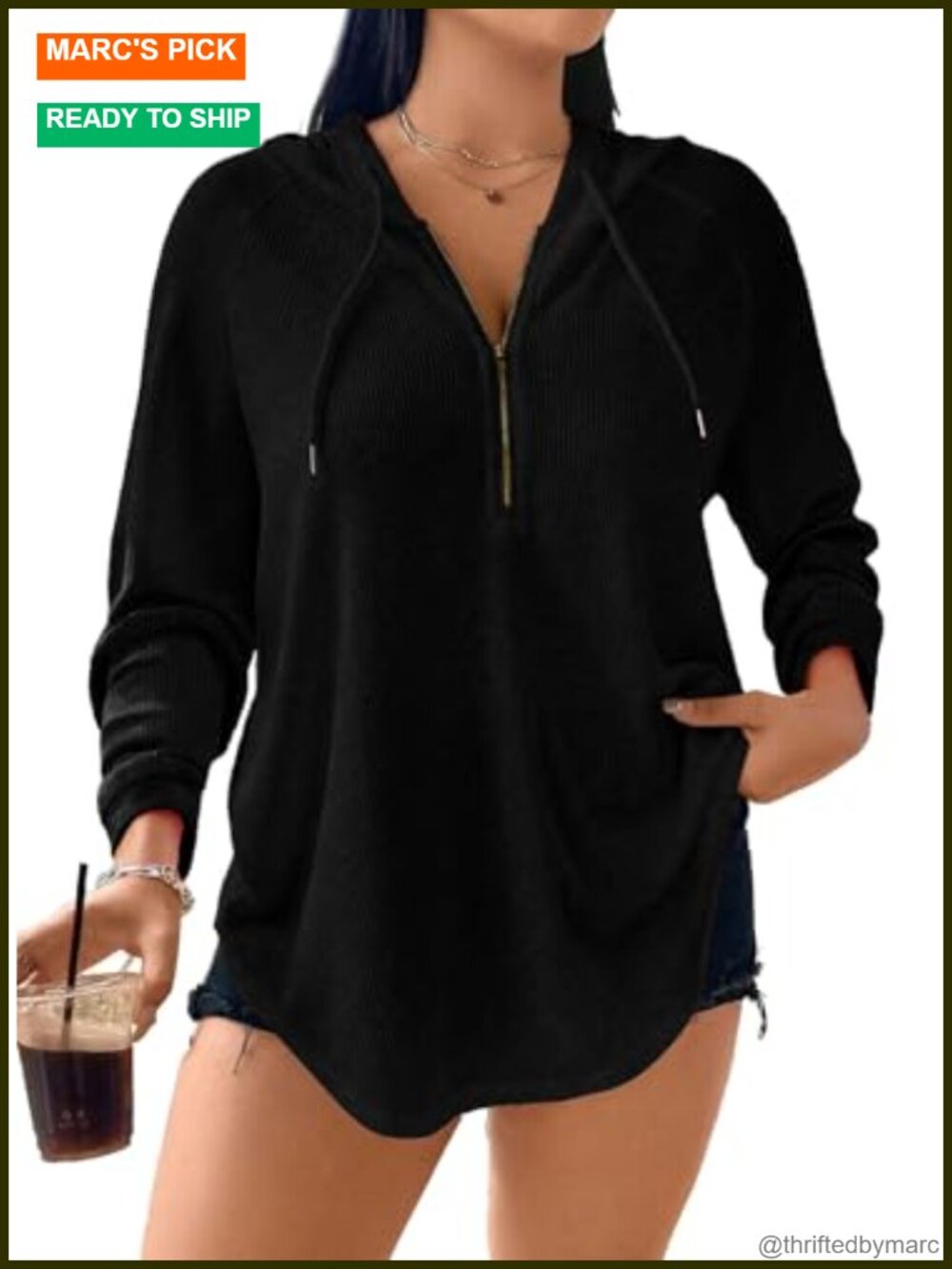 Plus Size Waffle Knit Half Zip Sweatshirt Long Sleeve Pullover for Women